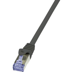 LogiLink CQ3053S RJ45 mrežni kabel, Patch kabel cat 6a S/FTP 2.00 m crna vatrostalan, sa zaštitom za nosić 1 St.