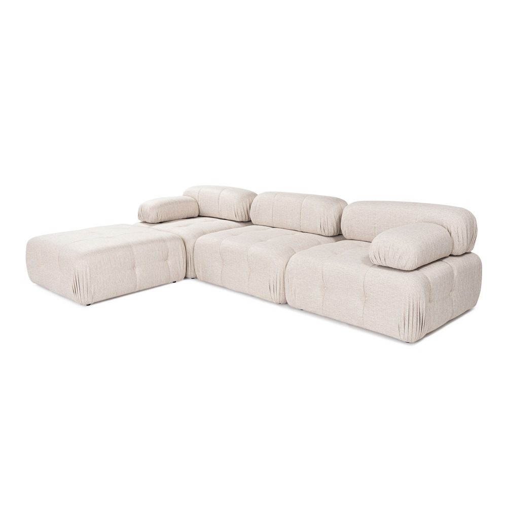 Doblo 3 Sjedala sa Pouffom (L1-O1-1R-Pouffe) - Svijetlosmeđi Kutni Sofe slika 6
