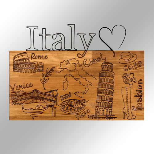 Wallity Drvena zidna dekoracija I Love You Italy slika 6