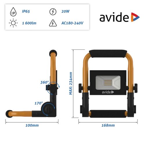 Avide reflektor na postolju Slim LED SMD 2000lm 4K IP65 20W slika 2