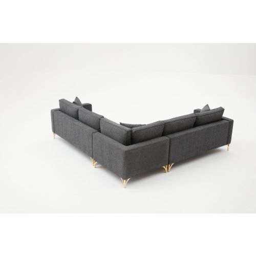 Atelier Del Sofa Kutna garnitura, Antracit Zlato, Berlin - Anthracite, Gold slika 8