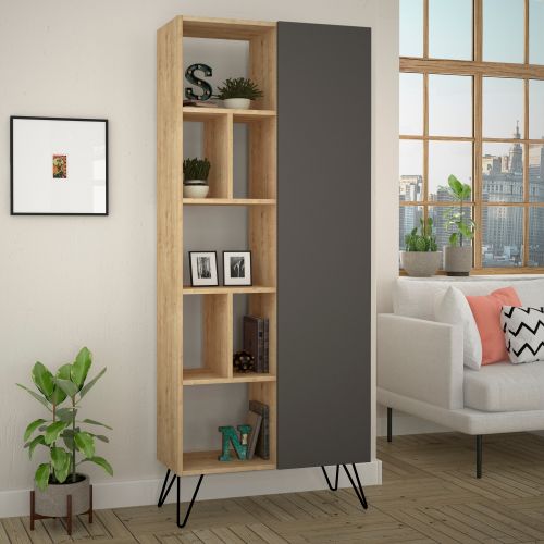 Woody Fashion Polica za knjige, hrast Antracit, Jedda Bookcase - Oak, Anthracite slika 1