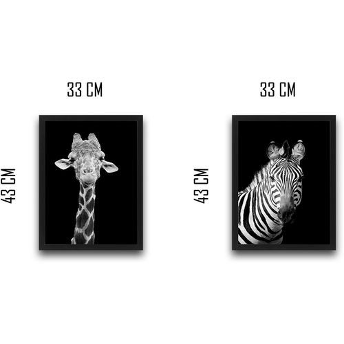 Wallity Uokvirena slika (2 komada), Zebra Giraffe Set slika 3