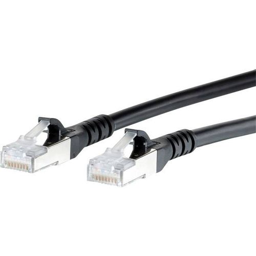 Metz Connect 1308457000-E RJ45 mrežni kabel, Patch kabel cat 6a S/FTP 7.00 m crna sa zaštitom za nosić 1 St. slika 2