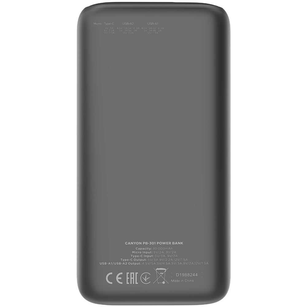 CANYON PB - 301, Power bank 30000mAh Li-poly battery slika 2