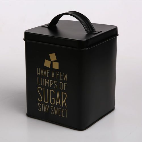 Altom Design kvadratna kutija crna, zlatni natpis Sugar 11X11X14 cm - 0204018331 slika 4