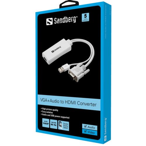 Adapter konverter Sandberg VGA + Audio - HDMI FHD 508-78 slika 2