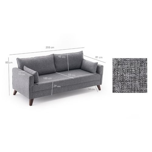 Atelier Del Sofa Trosjed BELLA siva, Bella Sofa For 3 Pr - Grey slika 6