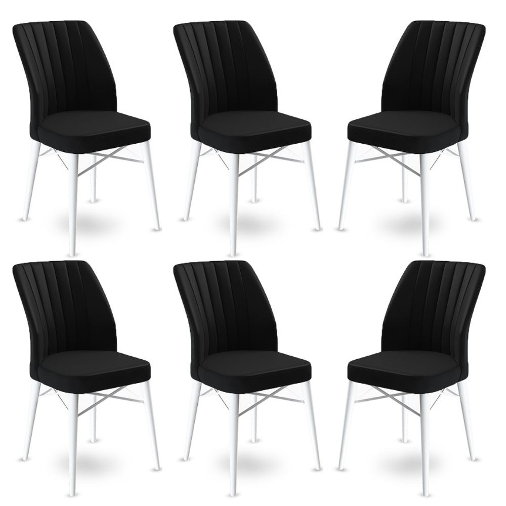 Flex - Crni i Bijeli Set Stolica (6 Komada) slika 1