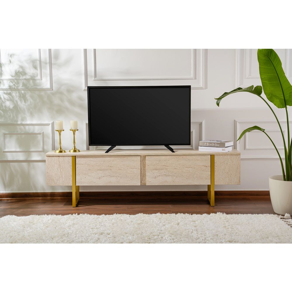 Serenity - TV Stalak od Travertina, Zlatni Travertin slika 2