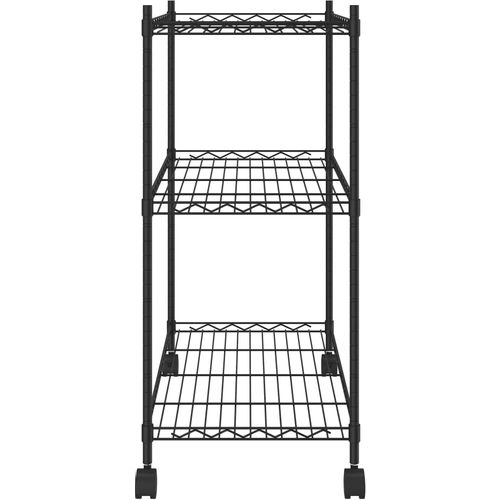 Stalak za pohranu s 3 razine i kotačima 60x35x81 cm crni 150 kg slika 4