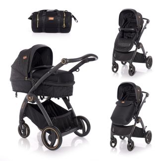 LORELLI ADRIA Kolica Black 2u1 SET: Košara + Putna Torba + Zimska Navlaka (do 15 kg)