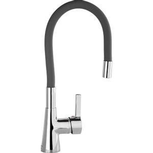 Mješalica za sudoper s fleksibilnom cijevi, jednoručna keramička, tamno siva (4437)