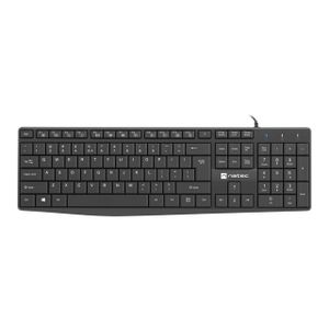 Natec NKL-1950 NAUTILUS, Slim Multimedia Keyboard US, Spill Proof, USB, Black