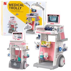 Doktor i stomatolog Set medicinskih kolica s svjetlima ružičasta 26 komada.