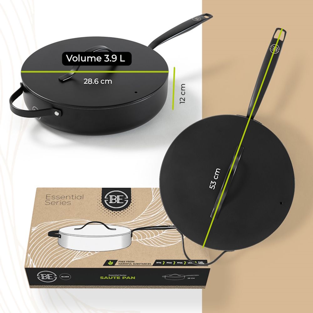 BE Living Duboka tava s poklopcem Essential Black 28 cm slika 10