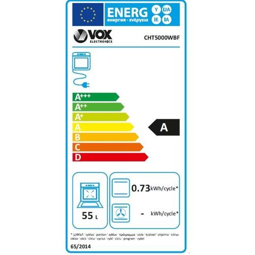 Vox CHT5000WBF Staklokeramički šporet, Konvencionalna rerna, Širina 50 cm slika 2