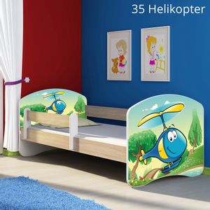 Dječji krevet ACMA s motivom, bočna sonoma 160x80 cm 35-helikopter