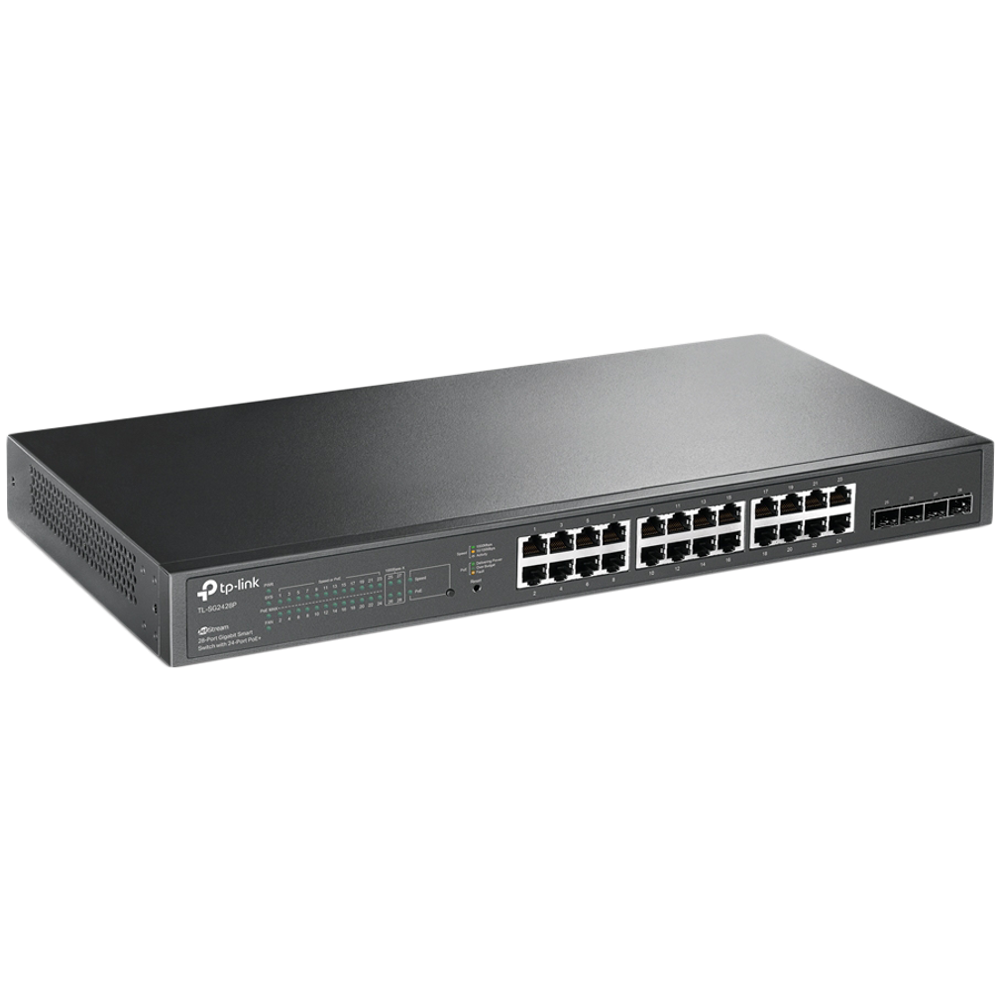 TP-Link SG2428P Omada 28-Port Gigabit Smart Switch with 24-Port PoE+, 24× Gigabit 802.3af/at PoE+ ports and 4× Gigabit SFP slots, 250 W total PoE budget, Omada app, Static Routing, VLAN, ACL, QoS, IGMP Snooping, Zero-Touch Provisioning slika 2