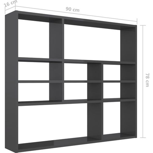 Zidna polica visoki sjaj siva 90 x 16 x 78 cm od iverice slika 29