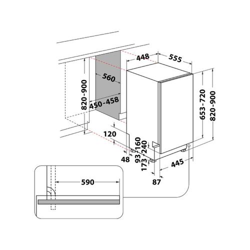 Whirlpool WSIC 3M27 Ugradna mašina za pranje sudova, 10 kompleta, širina 44.8 cm slika 18