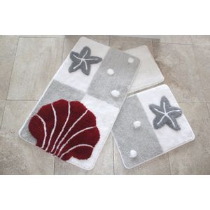 Deniz Yildizi - Grey Multicolor Bathmat Set (3 Pieces)