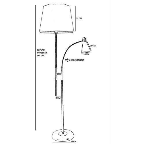 Forza Eskitme Lambader Altıgen Açık Hasır Gri Abajurlu Light Grey Floor Lamp slika 3