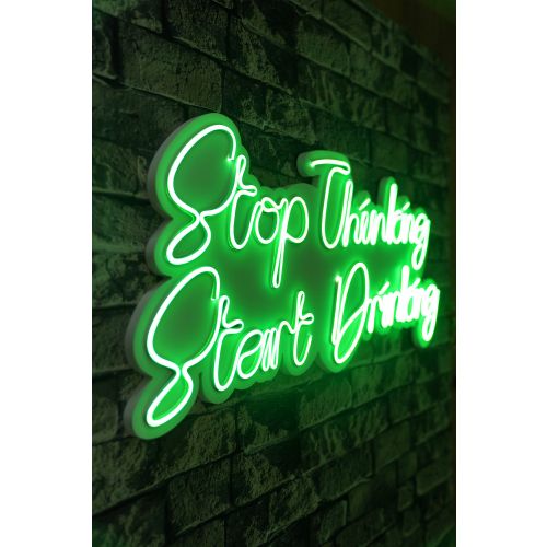 Wallity Ukrasna plastična LED rasvjeta, Stop Thinking Start Drinking - Green slika 8