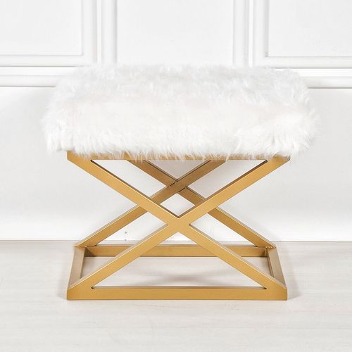 Capraz Plush - Gold, White Gold
White Pouffe slika 1