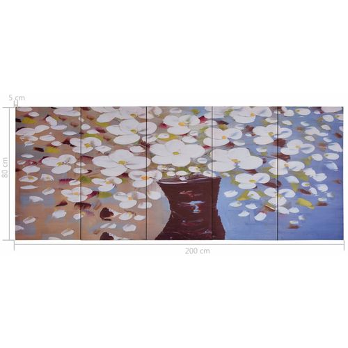 Set zidnih slika na platnu s uzorkom cvijeća u vazi 200 x 80 cm slika 16