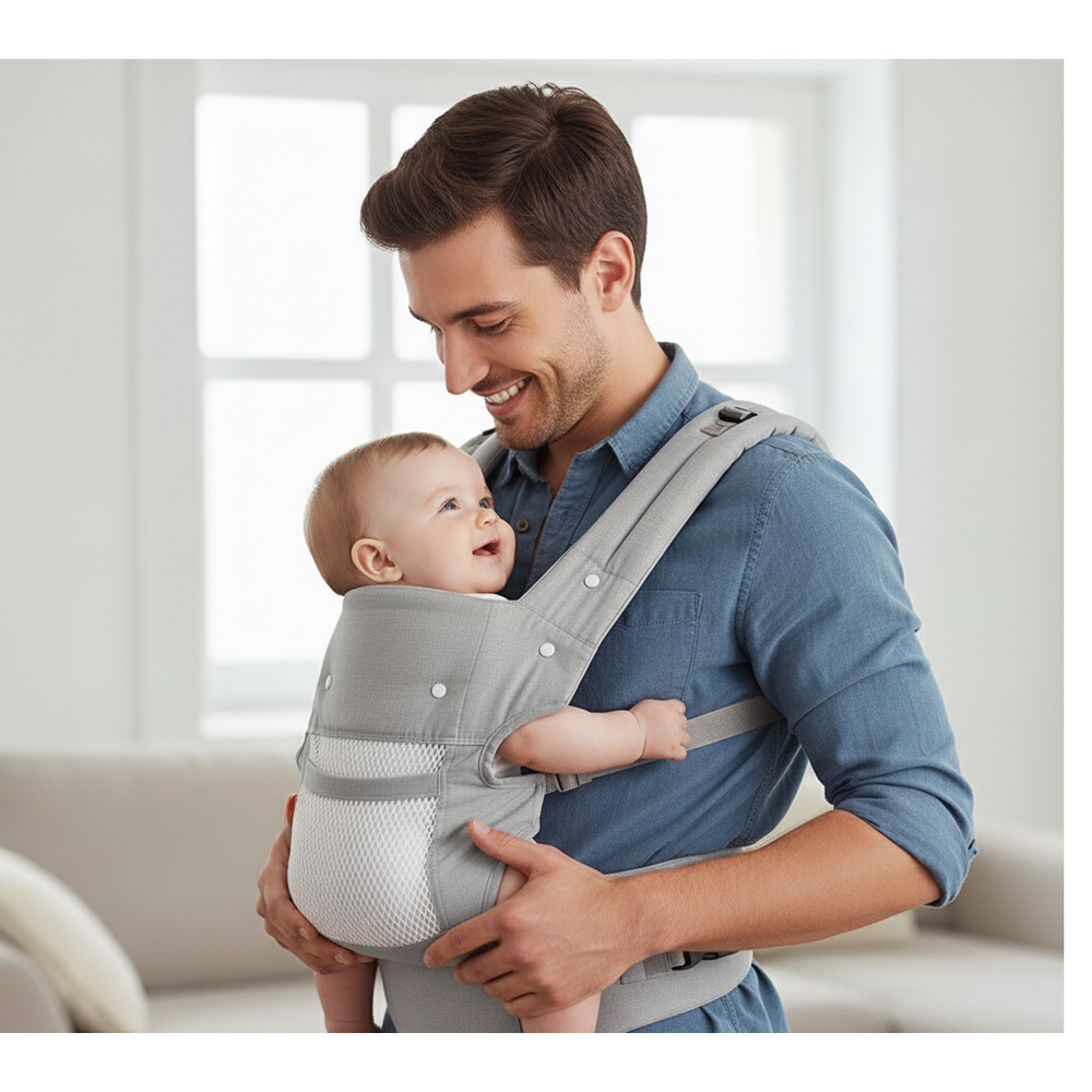 Višenamjenska ergonomska nosiljka za bebe s prozračnom mrežom i uklonjivim osloncem za glavu slika 3