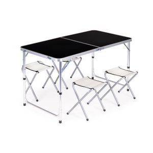 Modernhome set za kampiranje stol+4 stolice - crni