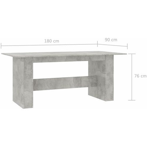 Blagovaonski stol siva boja betona 180 x 90 x 76 cm od iverice slika 21