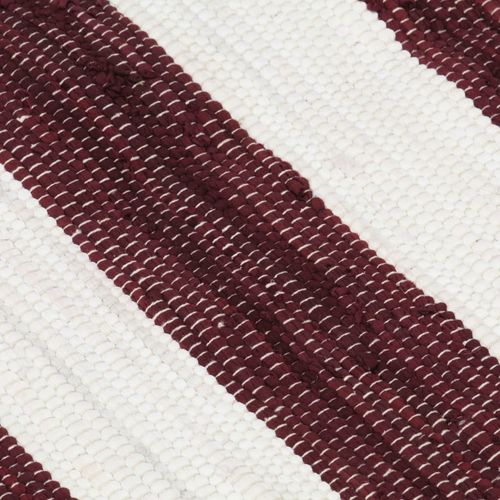 Ručno tkani tepih Chindi od pamuka 120 x 170 cm bordo-bijeli slika 8