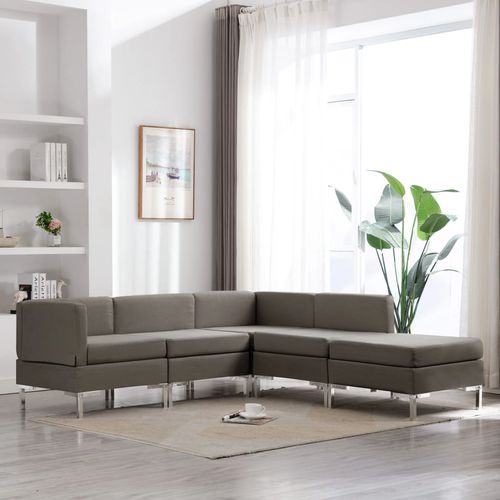 5-dijelni set sofa od tkanine smeđe-sivi slika 15