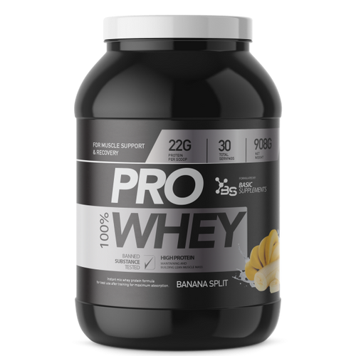 100% PRO WHEY 908GR BASIC SUPPLEMENTS -  Banana Split slika 1