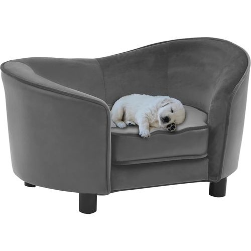 Sofa za pse siva 69 x 49 x 40 cm od pliša i umjetne kože slika 42