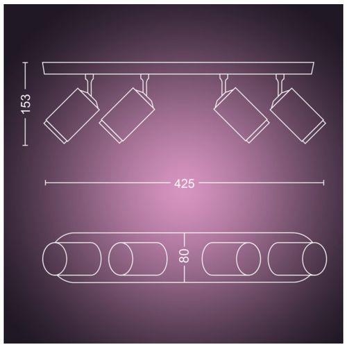 Philips HUE fugato plate/spiral black 4x5.7w 240v slika 2