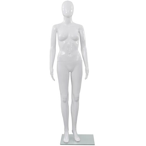 Ženska lutka za izlog sa staklenim postoljem bijela sjajna 175 cm slika 30