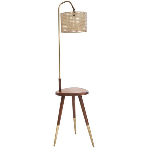 Demet Eskitme Lambader Silindir Rattan Abajurlu Copper Floor Lamp slika 4