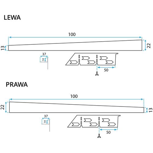 Letva za tuš kabinu 100cm Black slika 10