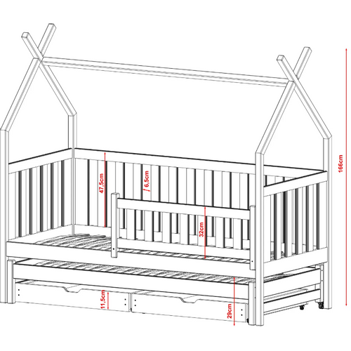 Drveni dječji krevet Tytus s dodatnim krevetom i ladicom - bijeli - 190/200*90 cm slika 3