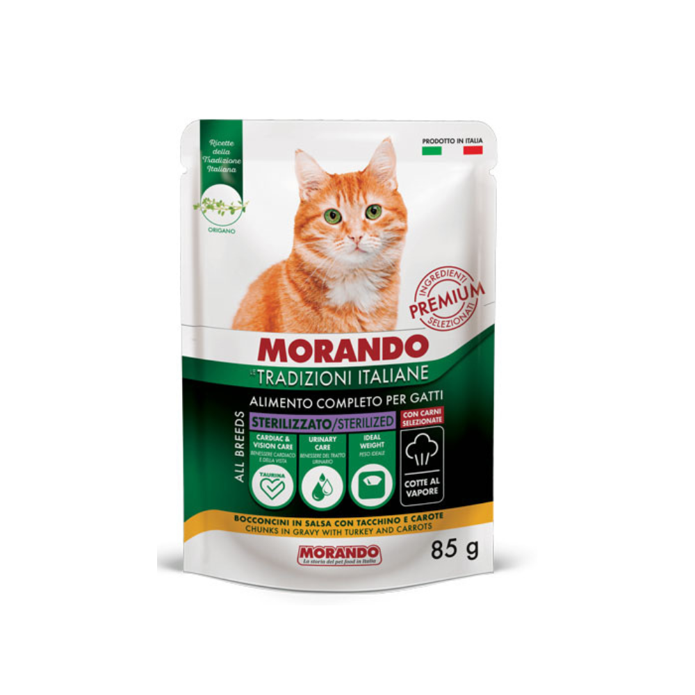 Morando Tradizioni Cat Adult Sterilized komadići puretina i mrkva u umaku 85 g a slika 1