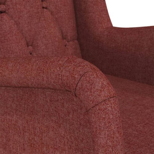Fotelja s nogama za ljuljanje od kaučukovca boja vina tkanina slika 6