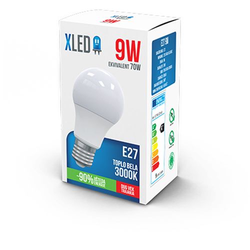 XLED E27 9W LED Sijalica 3000K/220V/800Lm/Toplo Bela slika 2