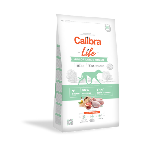 Calibra Dog Life Junior Large Breed Chicken, potpuna i uravnotežena superpremium hipoalergena dehidrirana hrana za štence i mlade pse (3–30 mjeseci) velikih pasmina (preko 30 kg), 12 kg slika 1