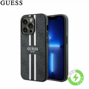 Originalna GUESS Hardcase GUHMP15LP4RPSK torbica za iPhone 15 Pro (Magsafe 4G Printed Stripes / crna)