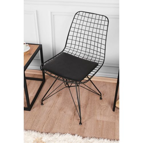 Woody Fashion Set stolica (2 komada), Crno, 2'Li Minderli Metal Tel Sandalye slika 2