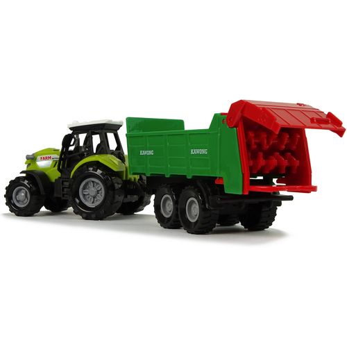 Zeleni traktor s velikom prikolicom i zvučnim efektima slika 3
