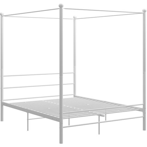 Okvir za krevet s nadstrešnicom bijeli metalni 160 x 200 cm slika 2